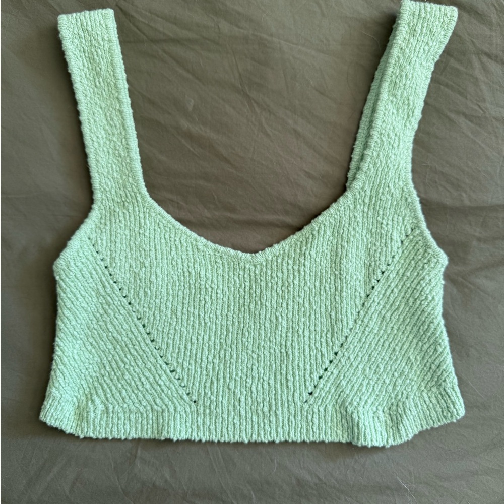 Urban Outfitters Green Ribbed Sleeveless Crop Top